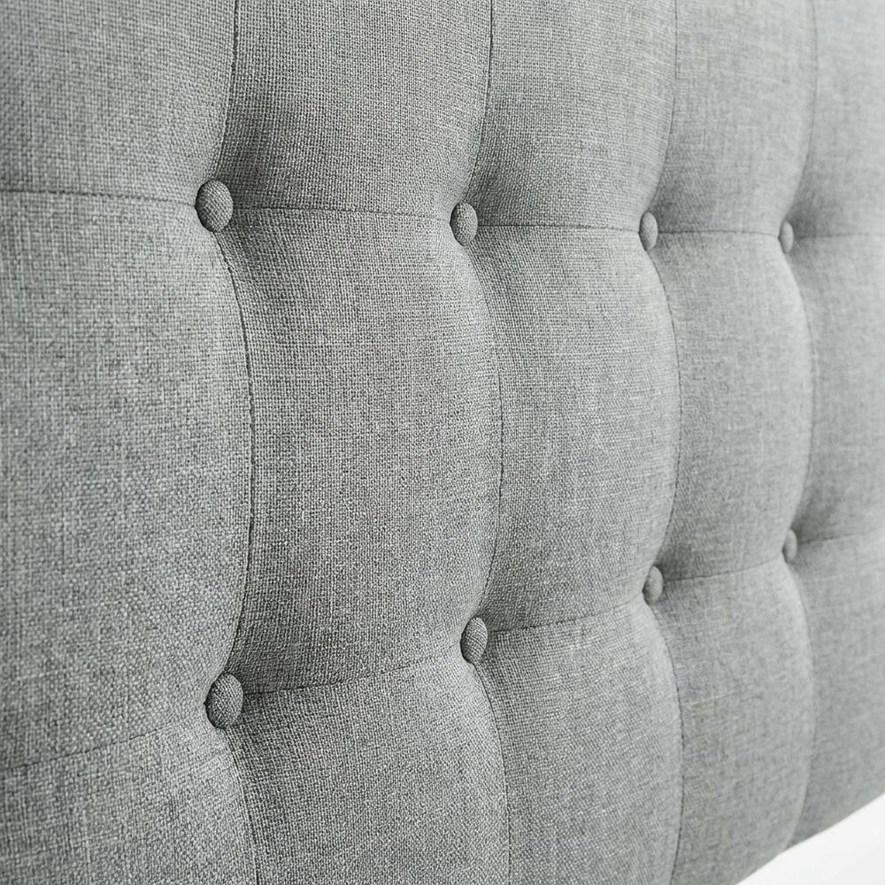 Back. FurniFact - Upholstered Fabric Queen Headboard with Padded Design and Durable Frame - Gray.