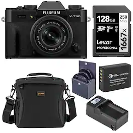 Bundle - Fujifilm - X-T30 III Mirrorless Camera with XC 13-33mm f/3.5-6.3 OIS Lens, Black, with 49mm Filter Kit, Extra