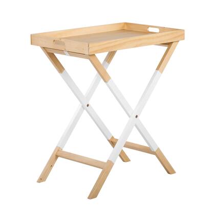 Front. Universal Expert - Remus Folding Tray Table - Oak and White.