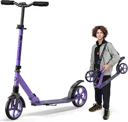 Outdoor Cruiser - Kick Scooter – Foldable, 8" Wheels, 3-Level Adjustable, for Ages 6+, Teens & Adults, 250 lbs Max - Purple