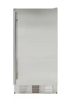 Front. Vinotemp - Brama Outdoor 14-Inch 25 Lb Freestanding Icemaker - Silver.