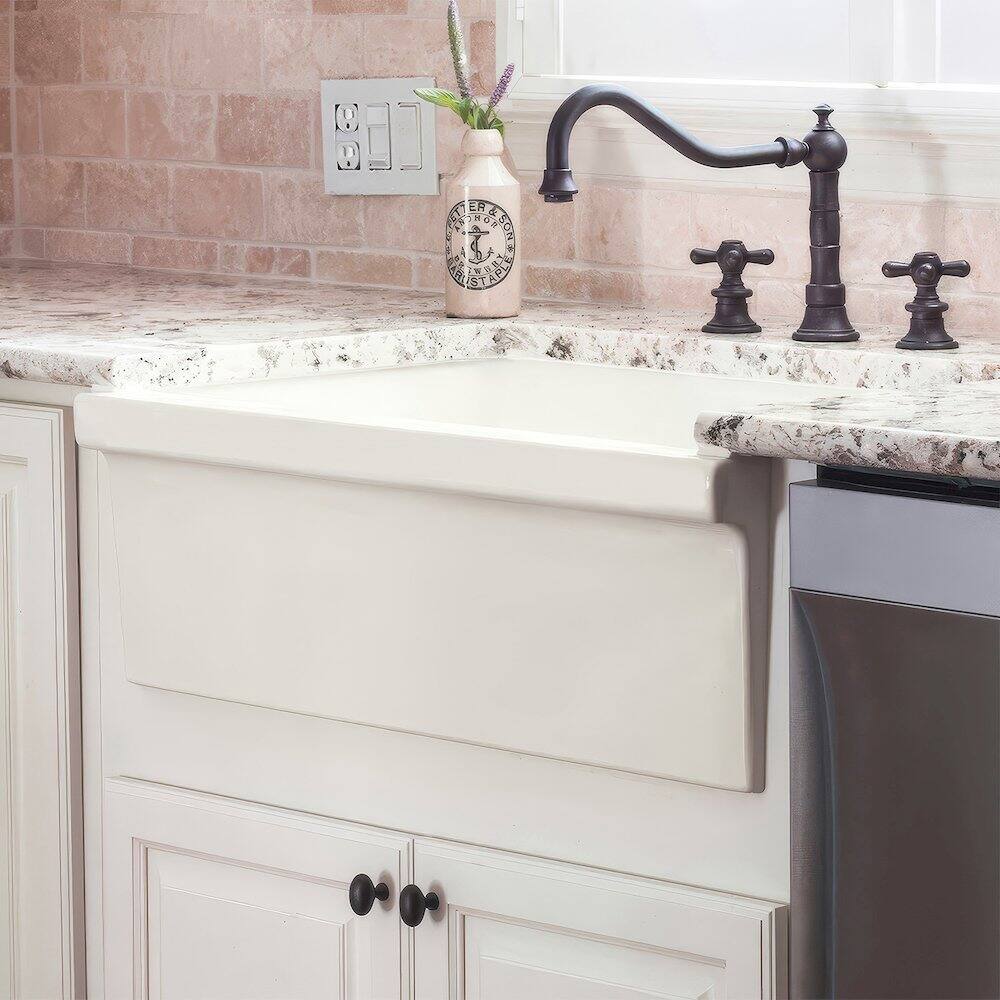 Alt View 1. Whitehaus - Farmhaus Fireclay Quatro Alcove Reversible Sink - Brown.