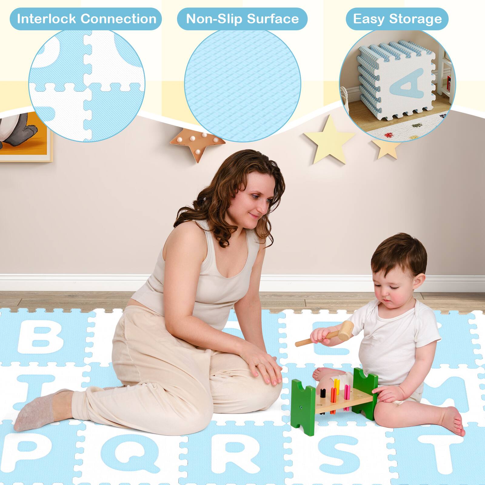 Interlock Connection  
Non-Slip Surface  
Easy Storage  

A B T P Q R S A T