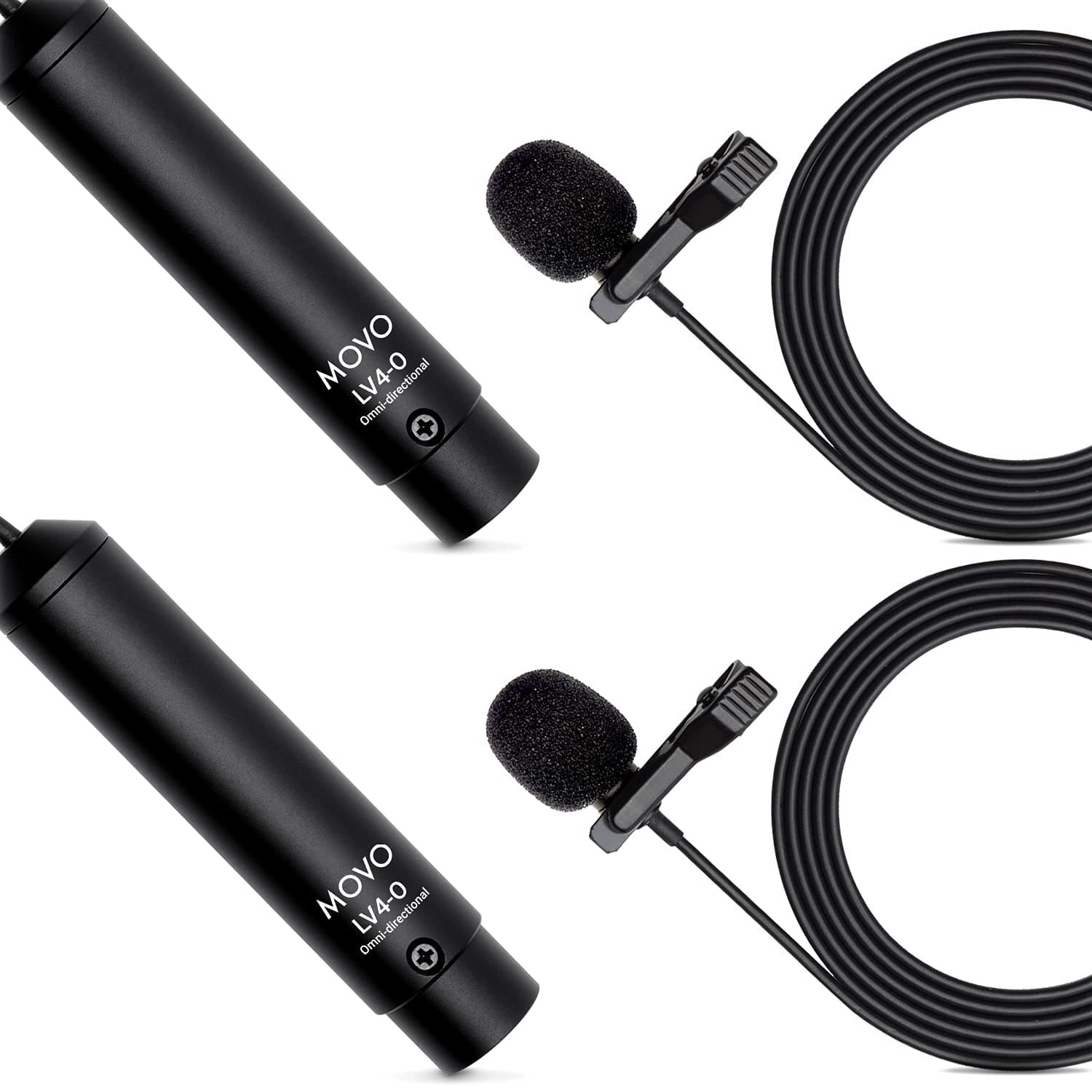 MOVO - LV4-O2 Omnidirectional Lavalier Mic Set - XLR Phantom Powered