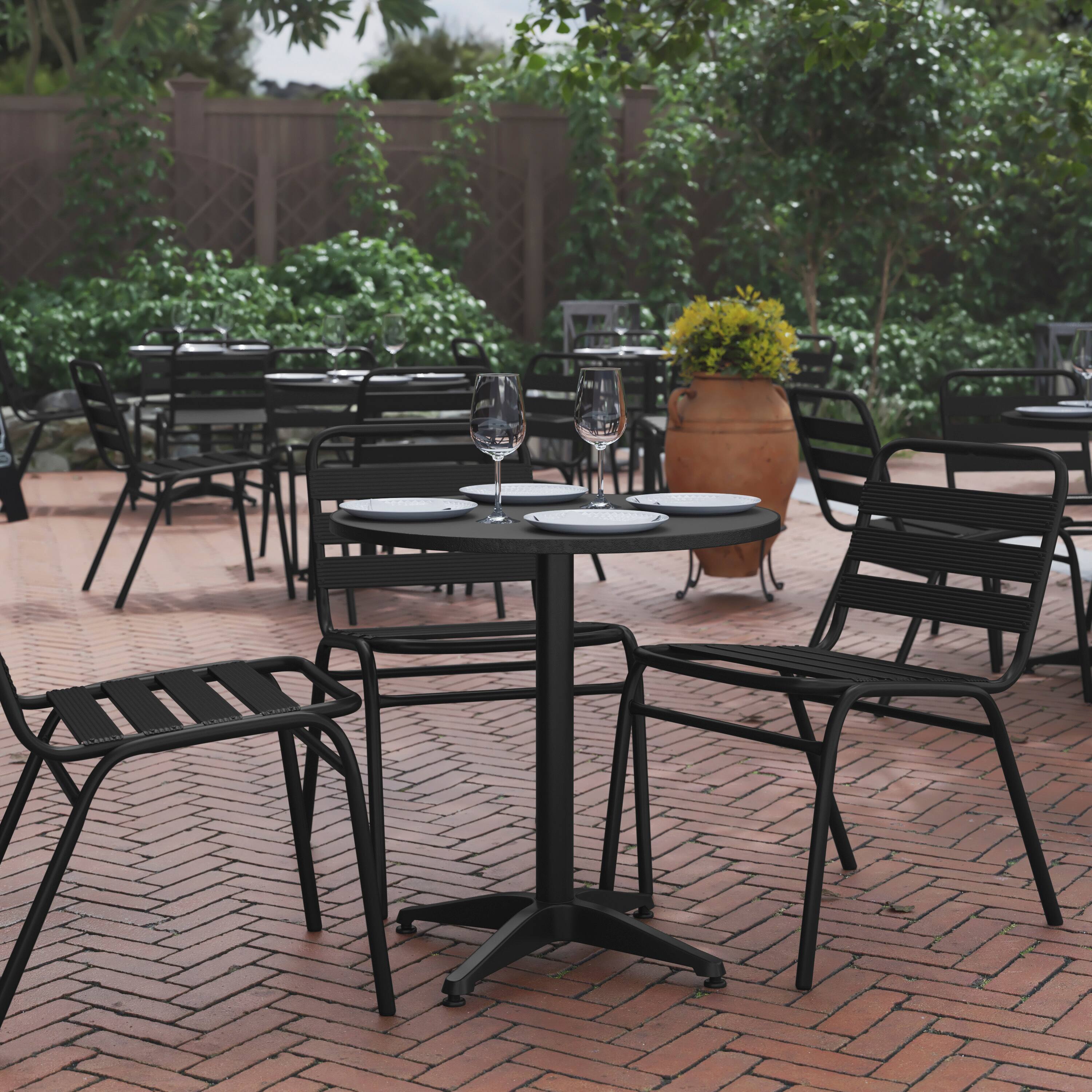 Alt View 1. Flash Furniture - Mellie 27.5'' Black Round Metal Indoor-Outdoor Table with Base - Black.