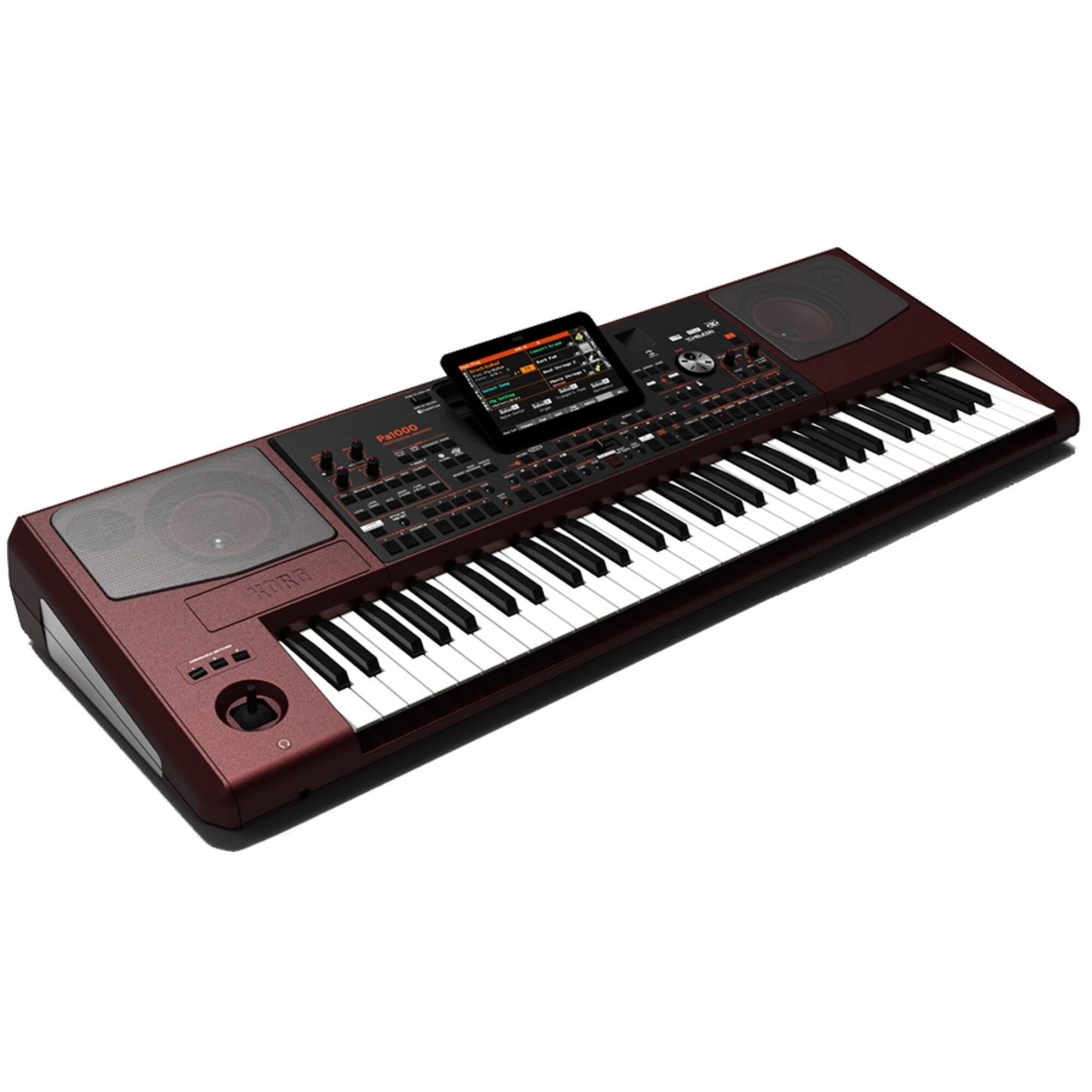 Left. Korg - Korg 61-Key Professional Arranger Keyboard with Music Stand.