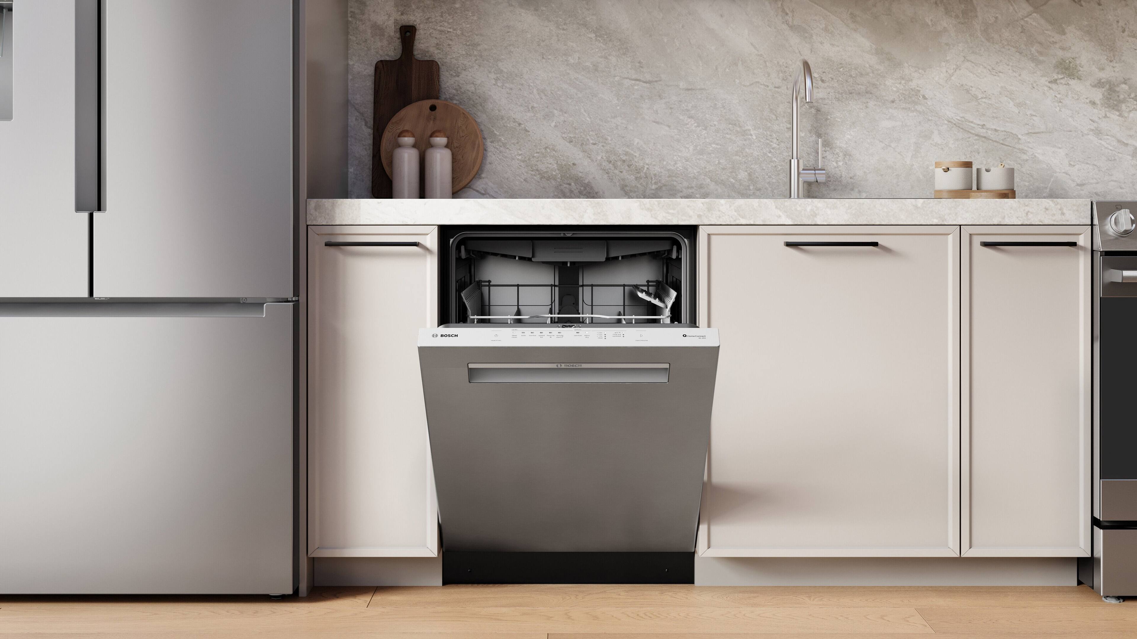 Alt View 6. Bosch - 300 Series 24" Top Control Smart Built-In Tub Dishwasher with 3rd Rack and Zone Wash, 46 dBA - Stainless Steel.