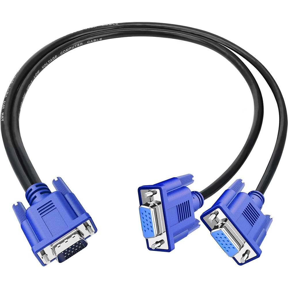 PARKER SLATER - VGA Splitter Cable 1.5ft – 1 Male to 2 Female, 1080P Mirror Display Only