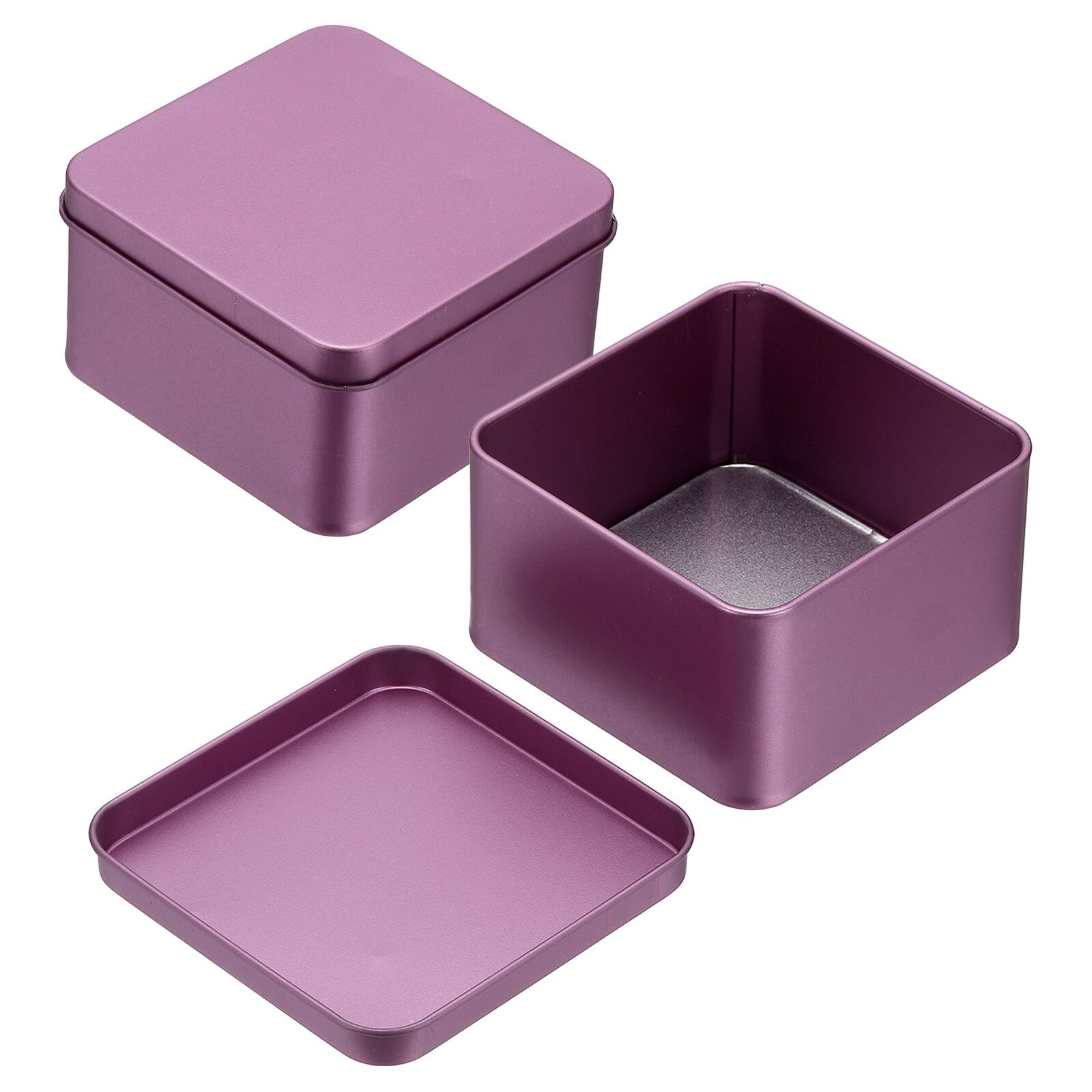 "Unique Bargains - 2pcs Metal Tin Box, 3.1x1.8"" Square Tinplate Lid, Portable Storage Candy Jars for Valentine's Day, Candle Jewelry - Purple" price history on PriceWatchPro