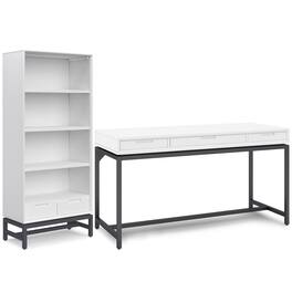 Simpli Home - Banting 60 inch Desk and 30 inch Bookcase - White