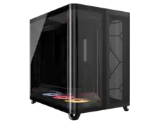 Front. CORSAIR - Corsair AIR 5400 RS-R ARGB Triple Chamber Mid-Tower Case - Black, 3x RS-R 120mm Fans, BTF Design - Black.