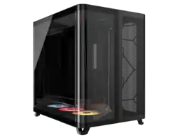 CORSAIR - AIR 5400 RS-R ARGB Triple Chamber Mid-Tower Case - Black, 3x RS-R 120mm Fans, BTF Design - Black