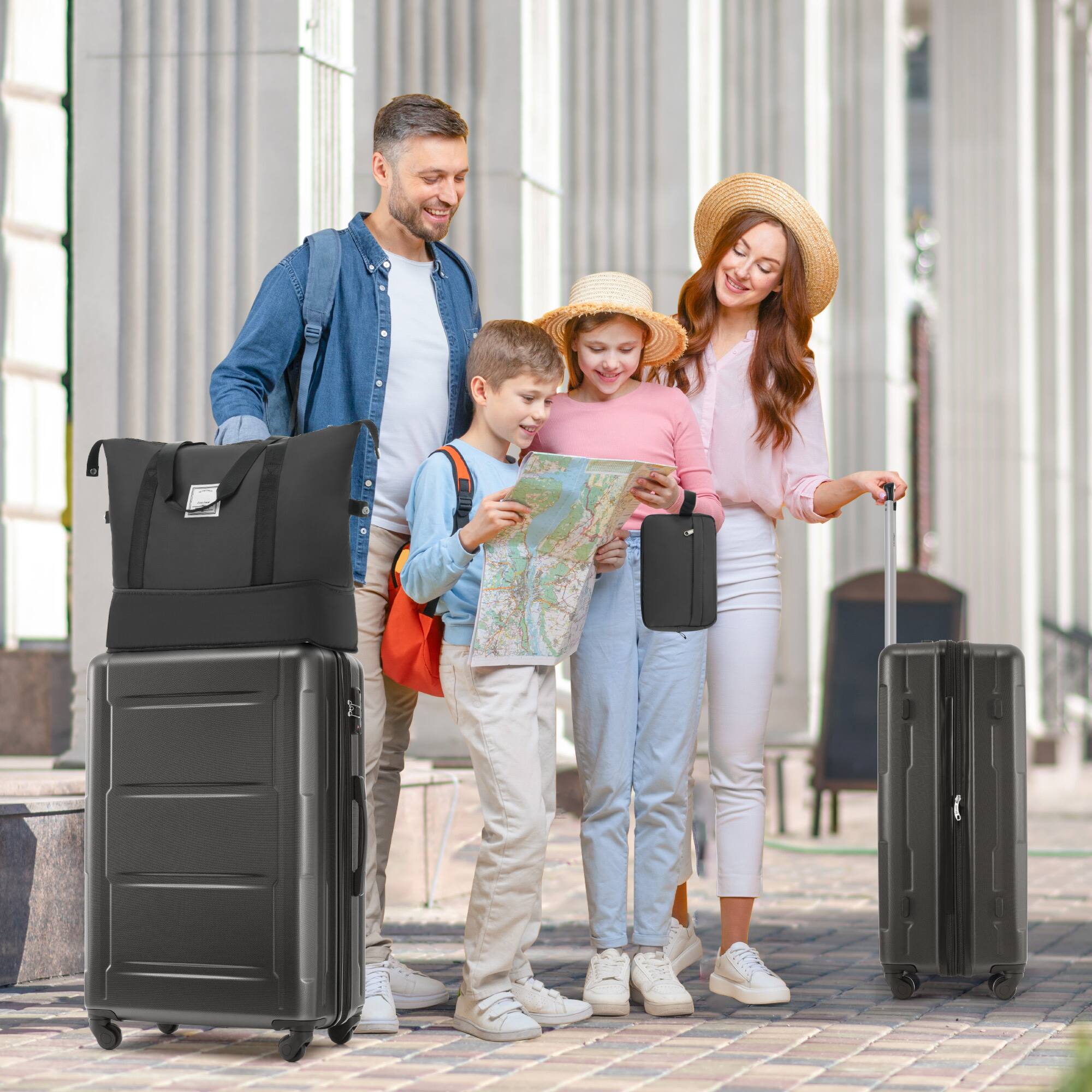 Angle. LOVMOR - Lovmor 2-Piece ABS Luggage Set 20/28"  TSA  Spinner - Dark Gray.