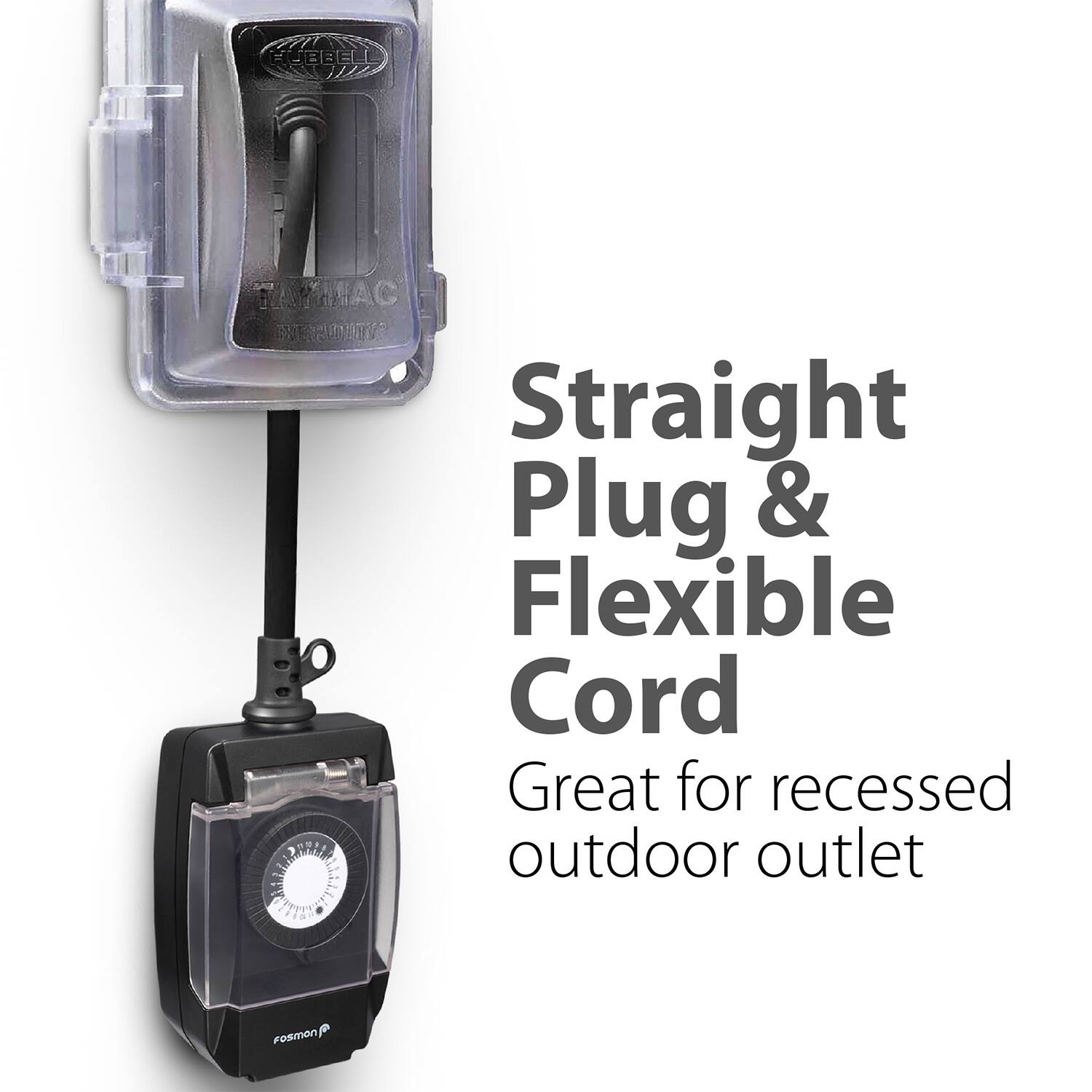 BEL A NEUOR Straight Plug & Flexible Cord Great for recessed outdoor outlet