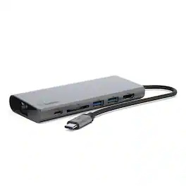 Belkin - 4-Port USB Type-C Hub with Gigabit Ethernet Adapter - Gray