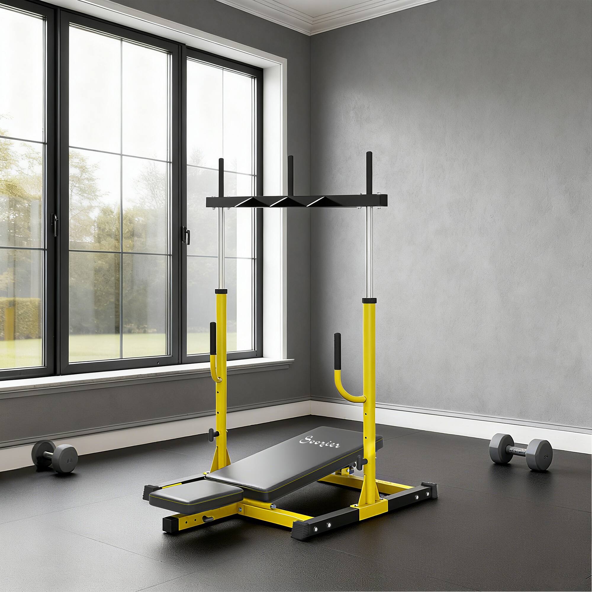 Alt View 1. Soozier - Leg Press Machine with Adjustable Leg, Back, and Head Positions - Yellow.