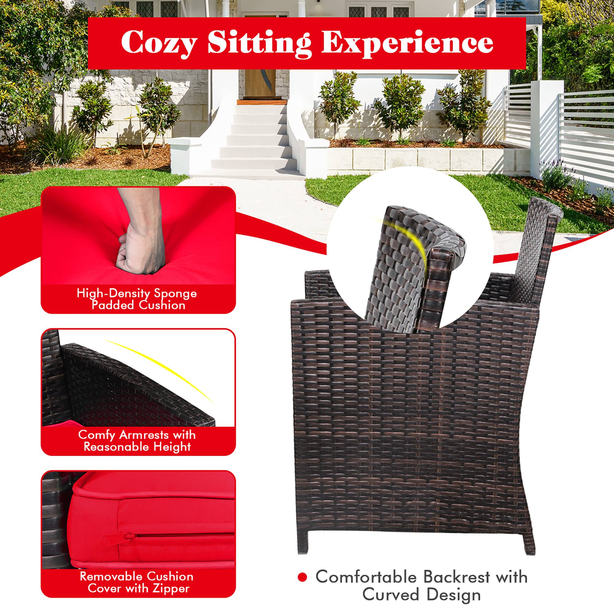 Cozy Sitting Experience: High-Density Sponge Padded Cushion, Comfy Armrests with Reasonable Height, Removable Cushion Cover with Zipper, Comfortable Backrest with Curved Design.