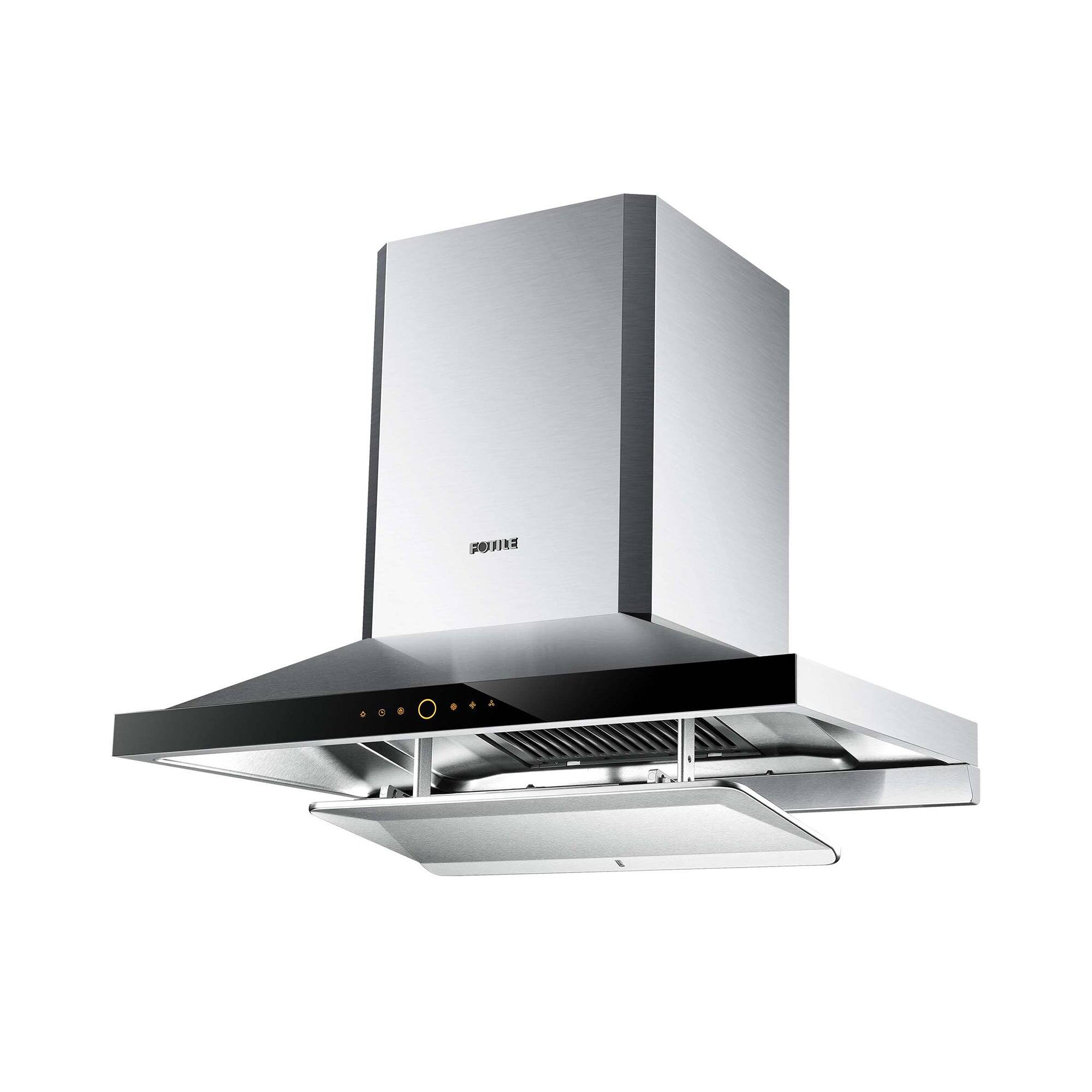 Left. FOTILE - FOTILE 36" 1000 CFM Wall Mount Range Hood with Touchscreen in Stainless Steel - stainless steel.