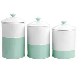 Martha Stewart - Stoneware Canister and Lid 3 Piece Set in Blue and - White