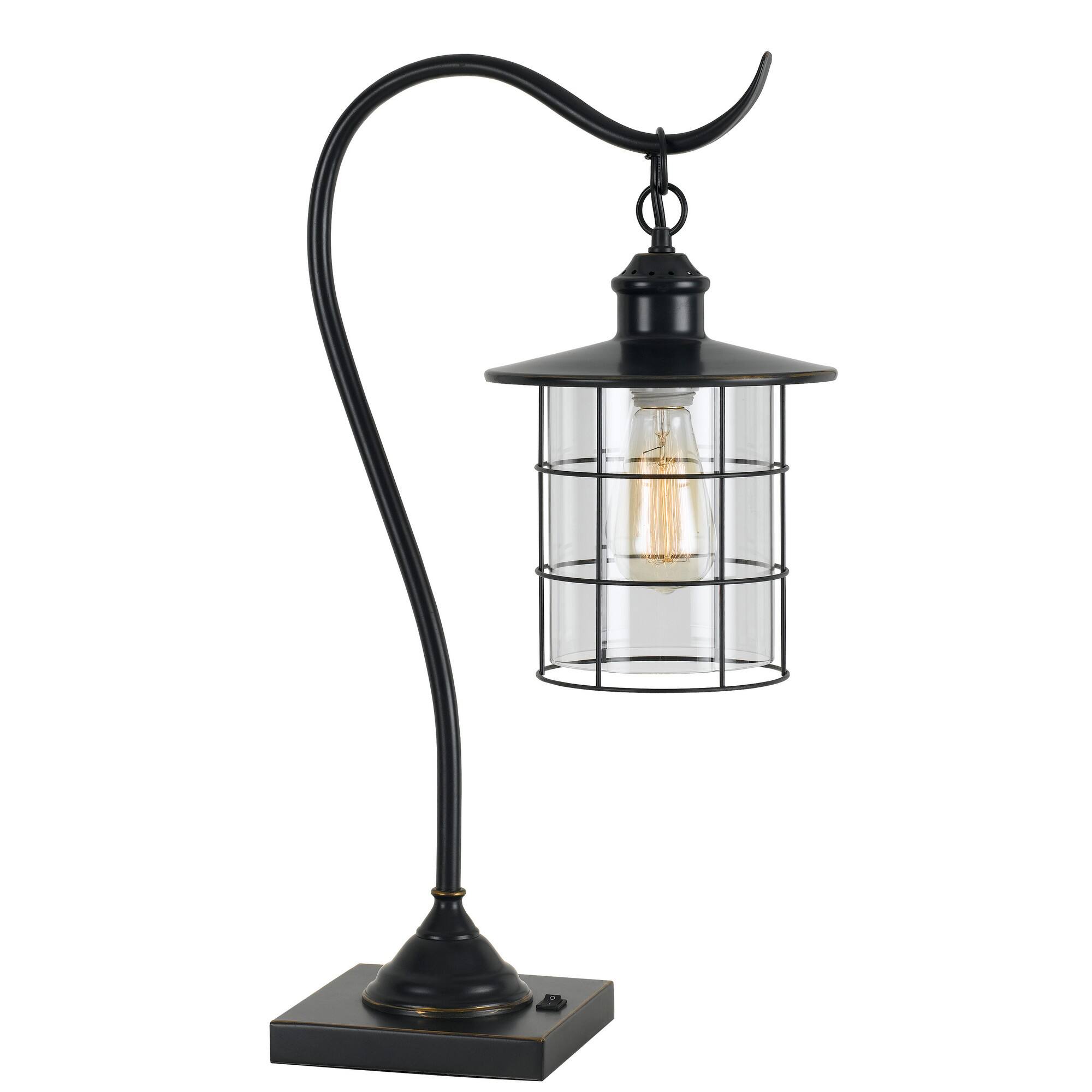 Front. Manhattan Lane - 25 Inch Metal Downbridge Design Desk Lamp with Caged Shade - Bronze.