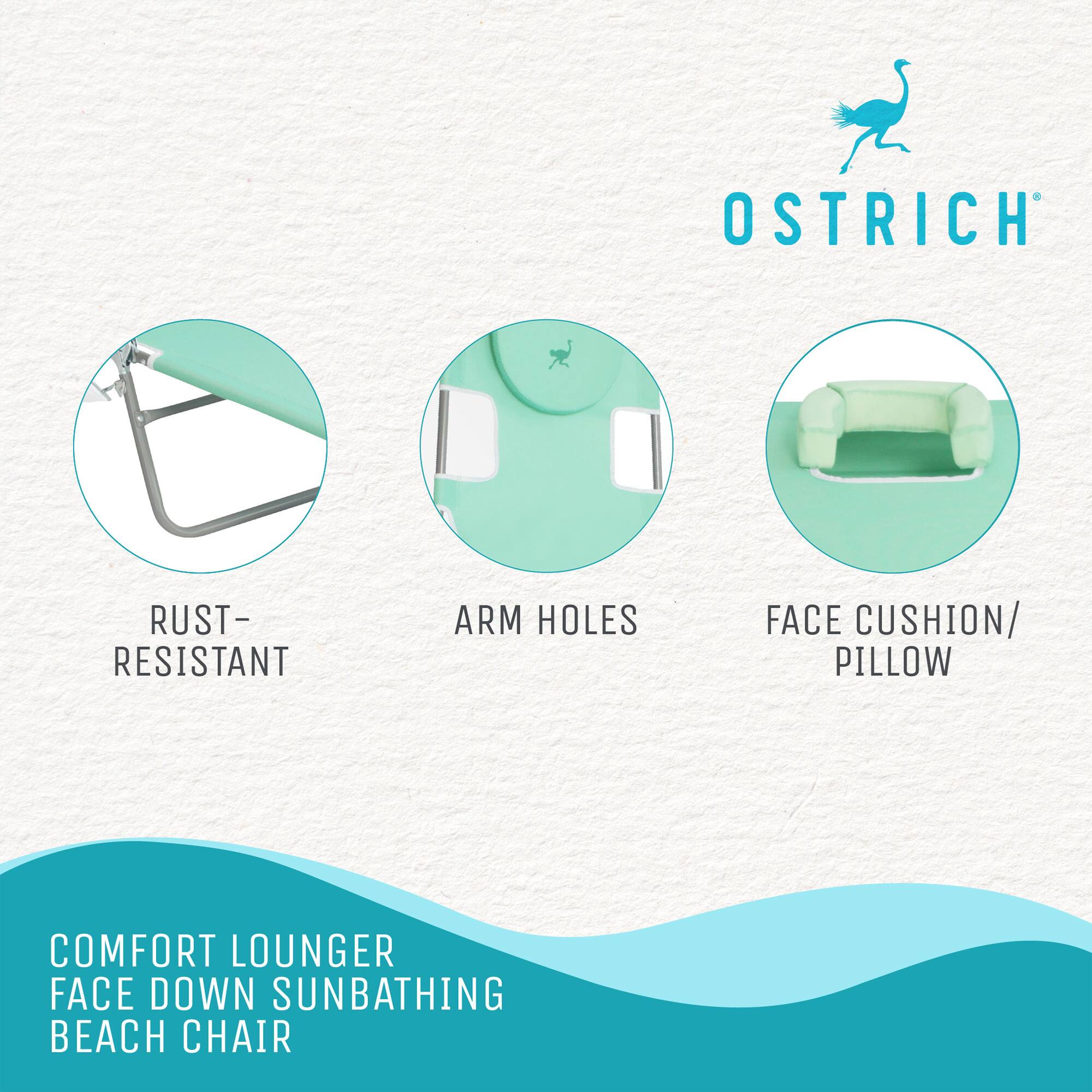 OSTRICH  
RUST-RESISTANT ARM HOLES FACE CUSHION/ PILLOW  
COMFORT LOUNGER FACE DOWN SUNBATHING BEACH CHAIR