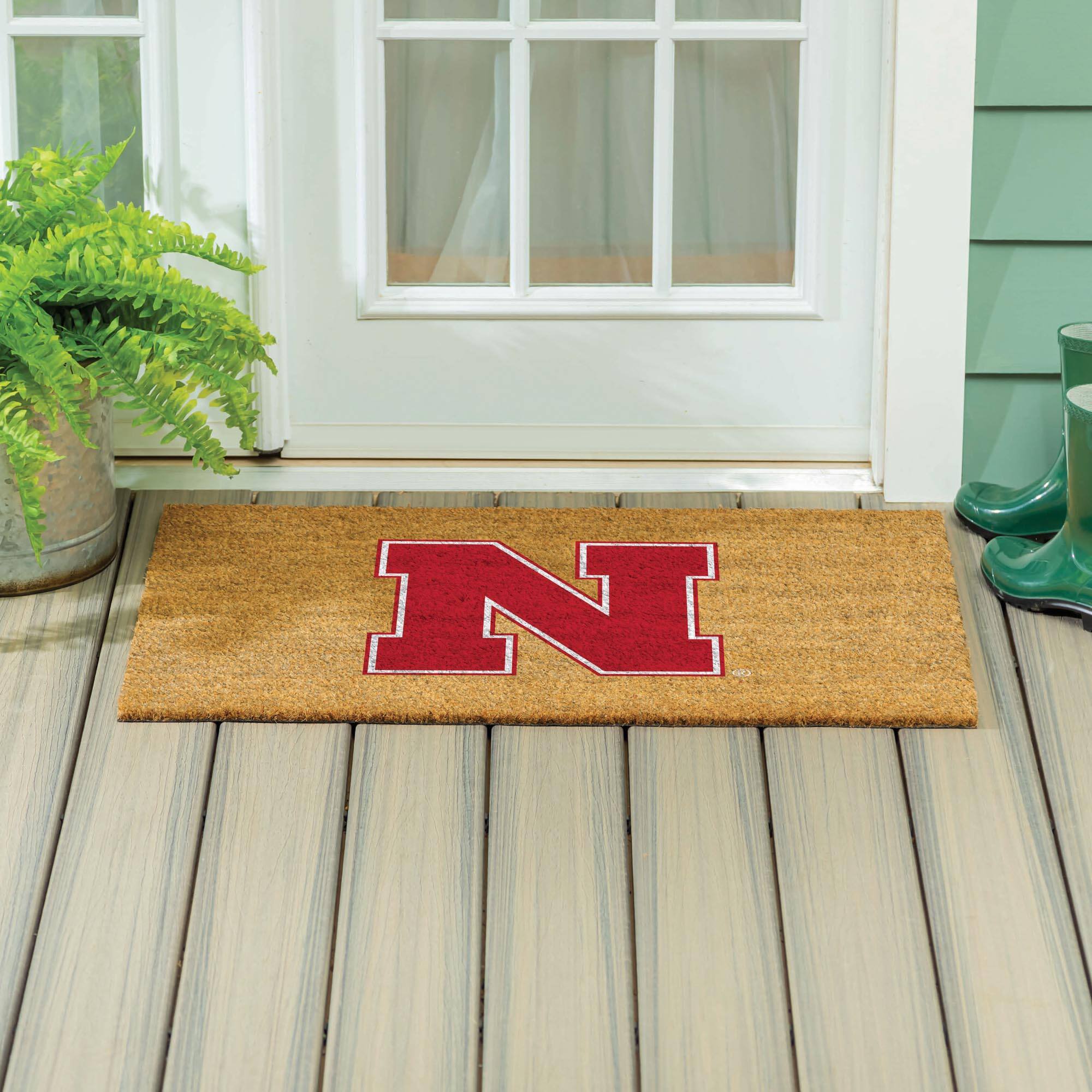 Alt View 3. Evergreen Enterprises - Nebraska Huskers 24" x 36" Outdoor Team Logo Coir Mat - Brown.