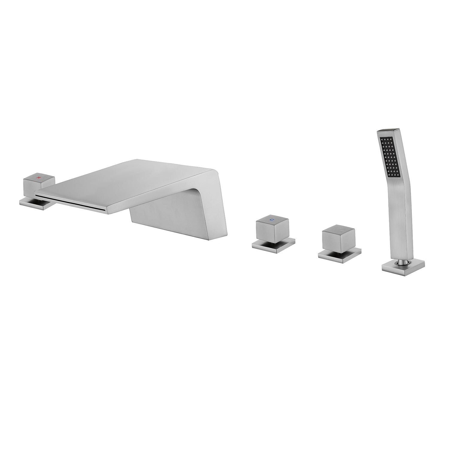 Alt View 1. Boyel Living - 7 in.W Brushed Nickel Bathtub Hot and Cold Water Faucet with Handheld Shower and Waterfall Outlet 5-Hole - Brushed Nickel.