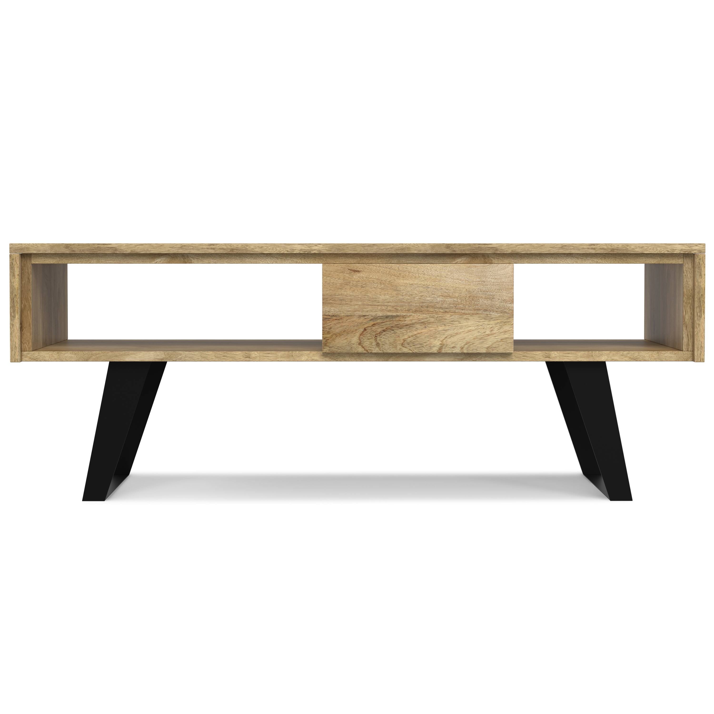 Alt View 6. Simpli Home - Lowry SOLID MANGO WOOD and Metal 48 inch Wide Rectangle Modern Industrial Coffee Table in Natural - Natural.