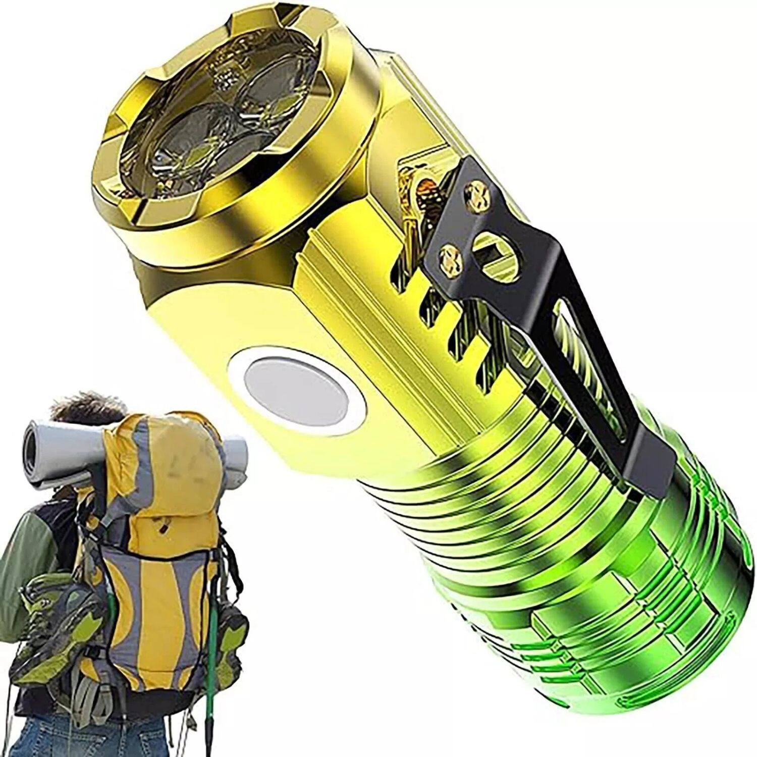 Angle. Home Collection - Green Three-Eyed Monster Mini Flashlight Super Power Waterproof Outdoor Travel Torch.