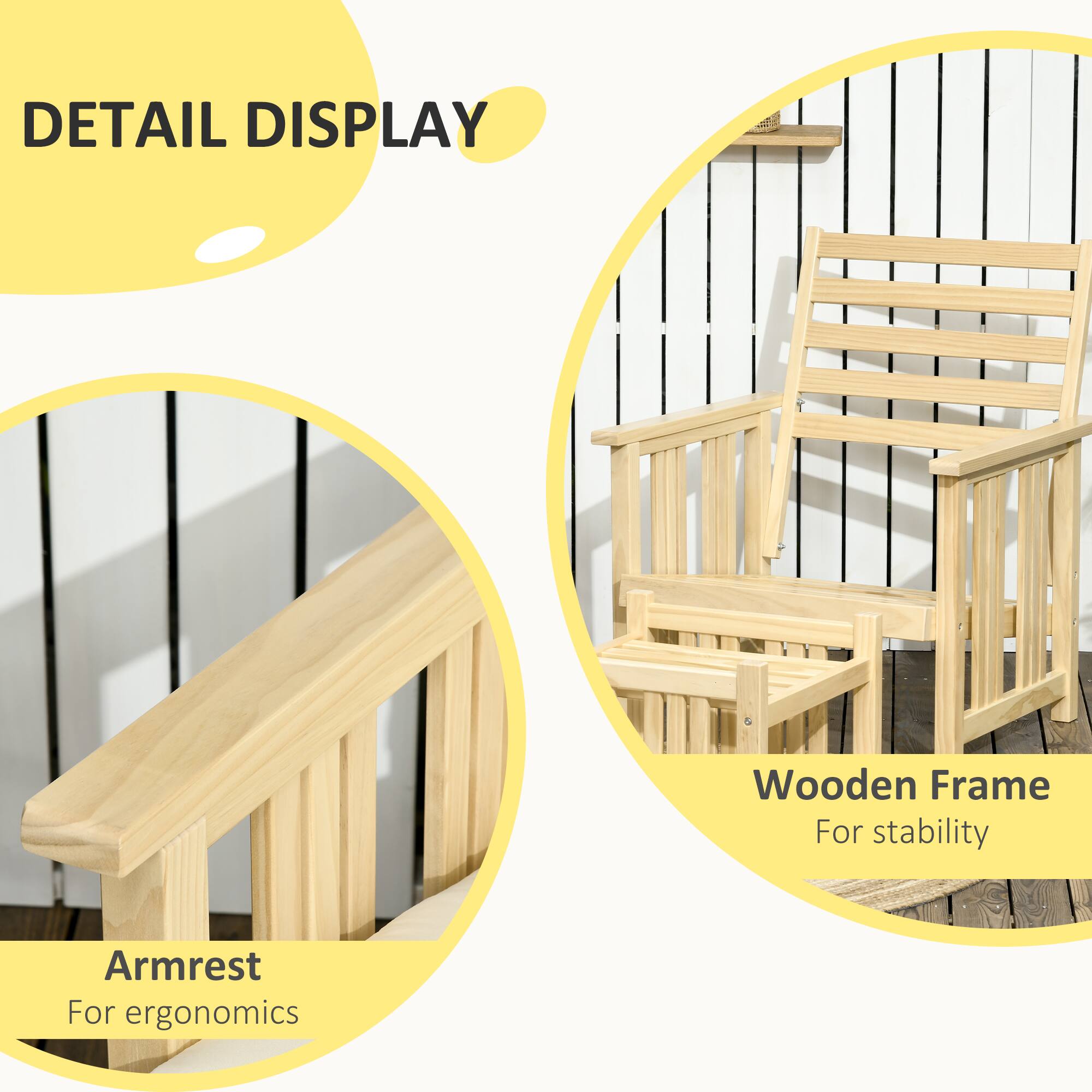 DETAIL DISPLAY

Wooden Frame  
For stability

Armrest  
For ergonomics