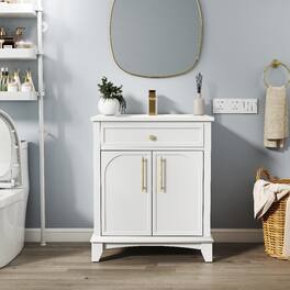 Loheer - 28 inch bathroom vanity with sink Freestanding Cabinet - White