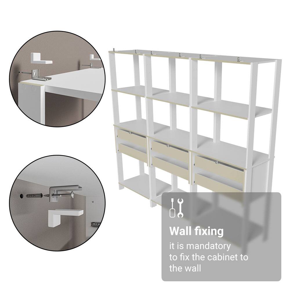 Wall fixing  
it is mandatory to fix the cabinet to the wall