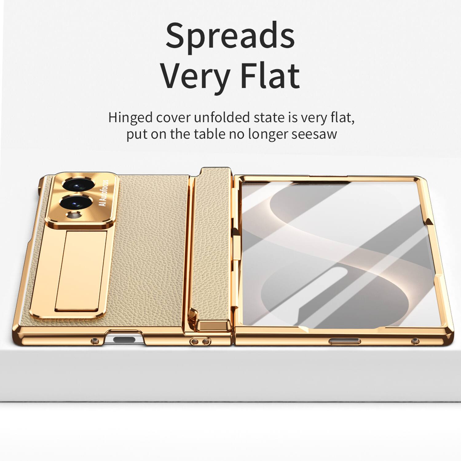 Spreads Very Flat  
Hinged cover unfolded state is very flat, put on the table no longer seesaw