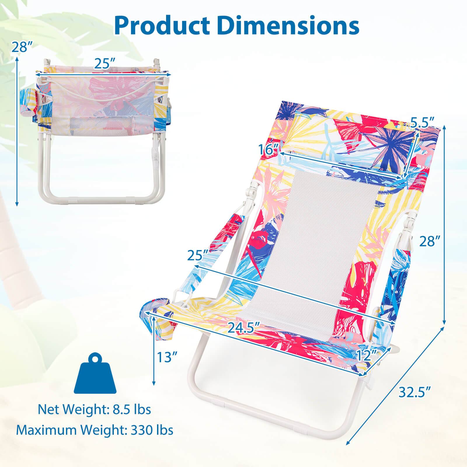 Product Dimensions

- Height: 28"
- Width: 25"
- Depth: 5.5"
- Seat Height: 16"
- Seat Width: 28"
- Seat Depth: 24.5"
- Armrest Height: 13"
- Overall Length: 32.5"

Net Weight: 8.5 lbs  
Maximum Weight: 330 lbs