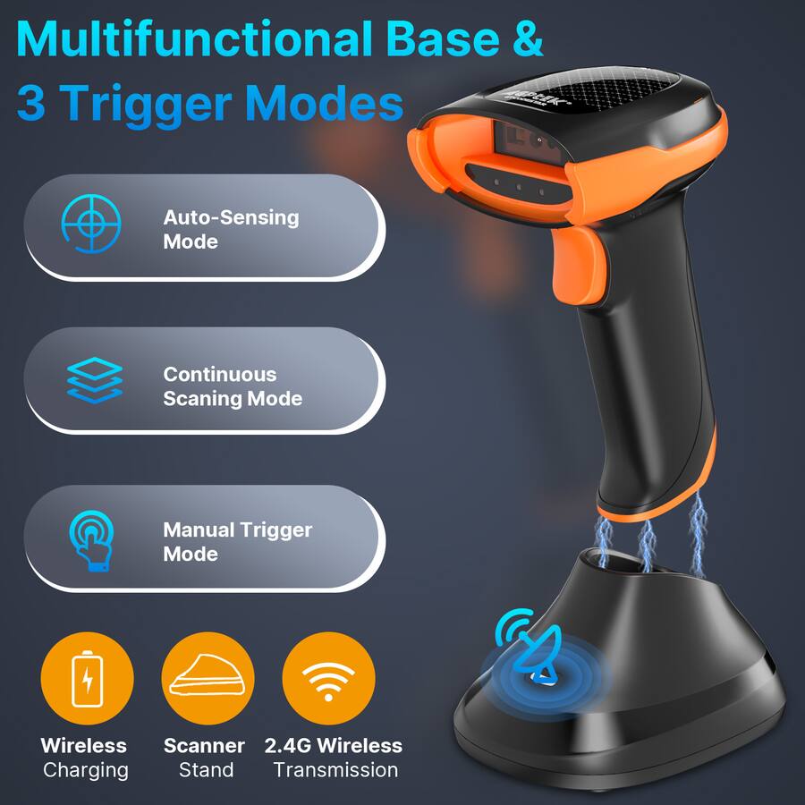 AGPtek Bluetooth & 2.4GHz Wireless Barcode Scanner for Color Barcodes ...
