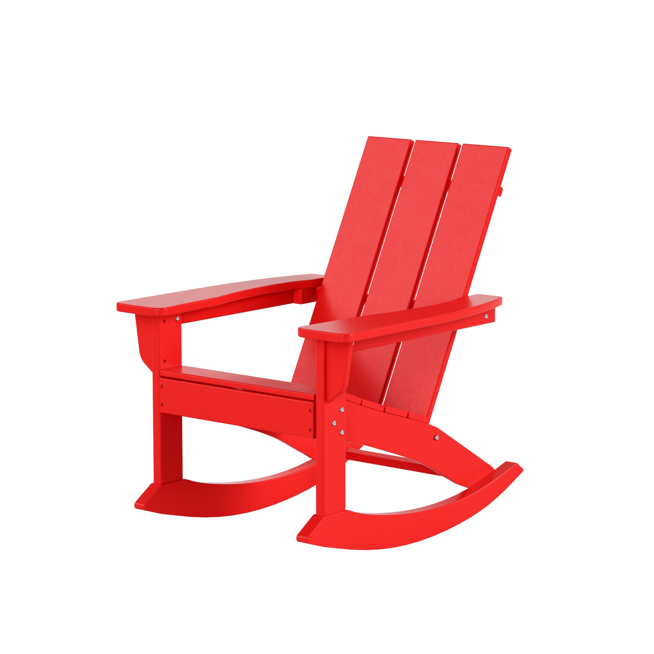 Alt View 5. WestinTrends - WestinTrends Ashore Outdoor Patio Modern Adirondack Rocking Chair - Red.