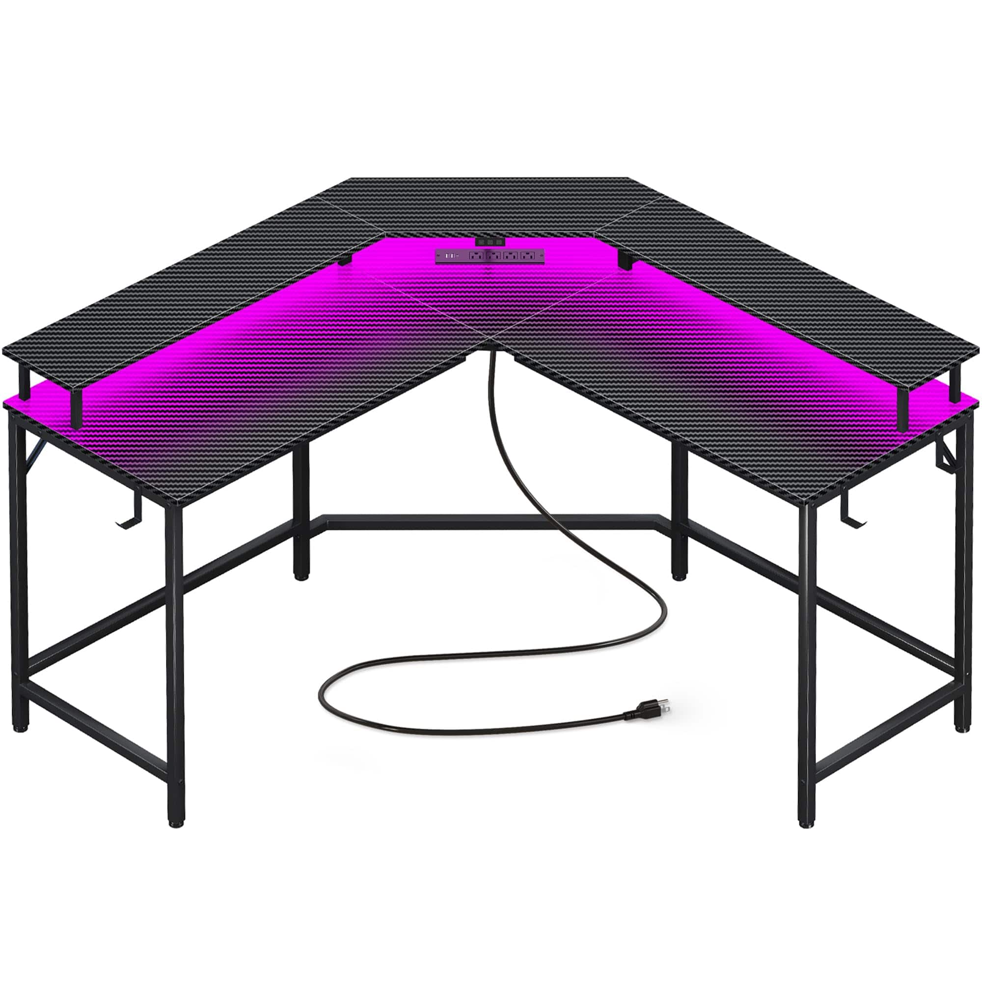 Hirose Alice Huuger L Shaped Gaming Desk with Power Outlets & LED