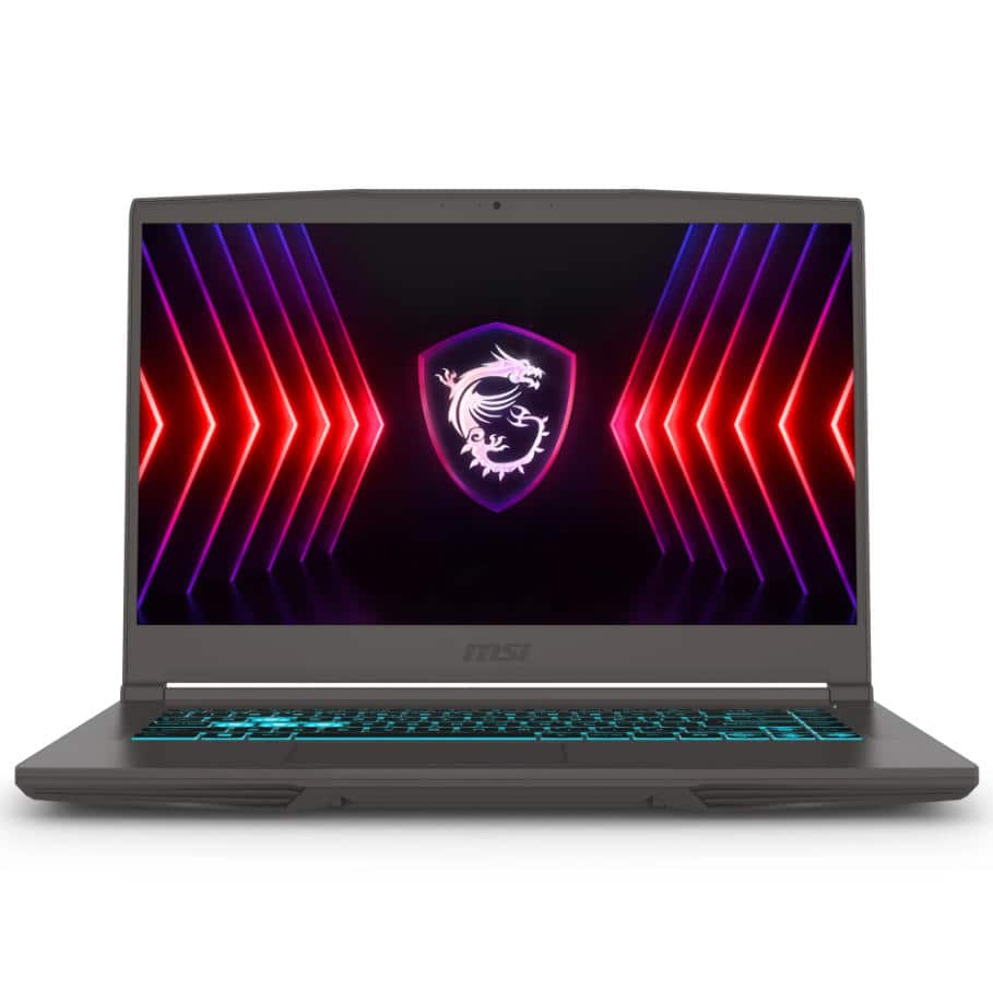 Front. MSI - MSI Thin 15.6 inch FHD 144Hz Gaming Laptop Intel Core i5-13420H NVIDIA GeForce RTX 3050 - 16GB DDR4 512GB SSD Gray (2024 - Gray.