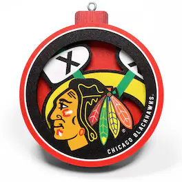 YouTheFan - Chicago Blackhawks 3D Logo Series Ornament - Multicolor