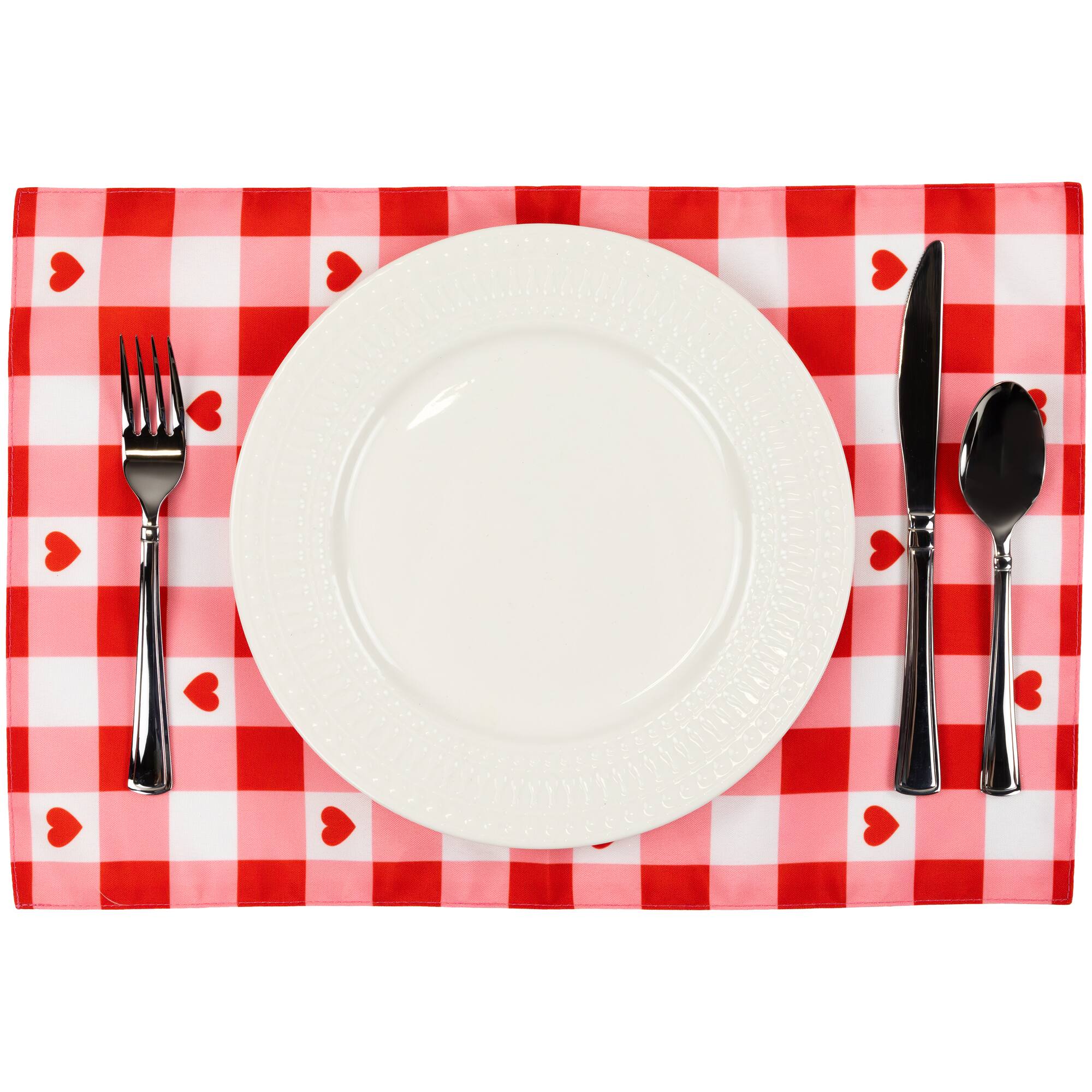 Alt View 5. Northlight - Checkered Hearts Valentine's Day Placemats - 18" - Set of 4 - Red.
