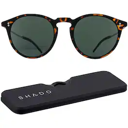 ThinOptics - Los Altos Round Sunglasses with Case - Matte Tortoise/Smokey Green