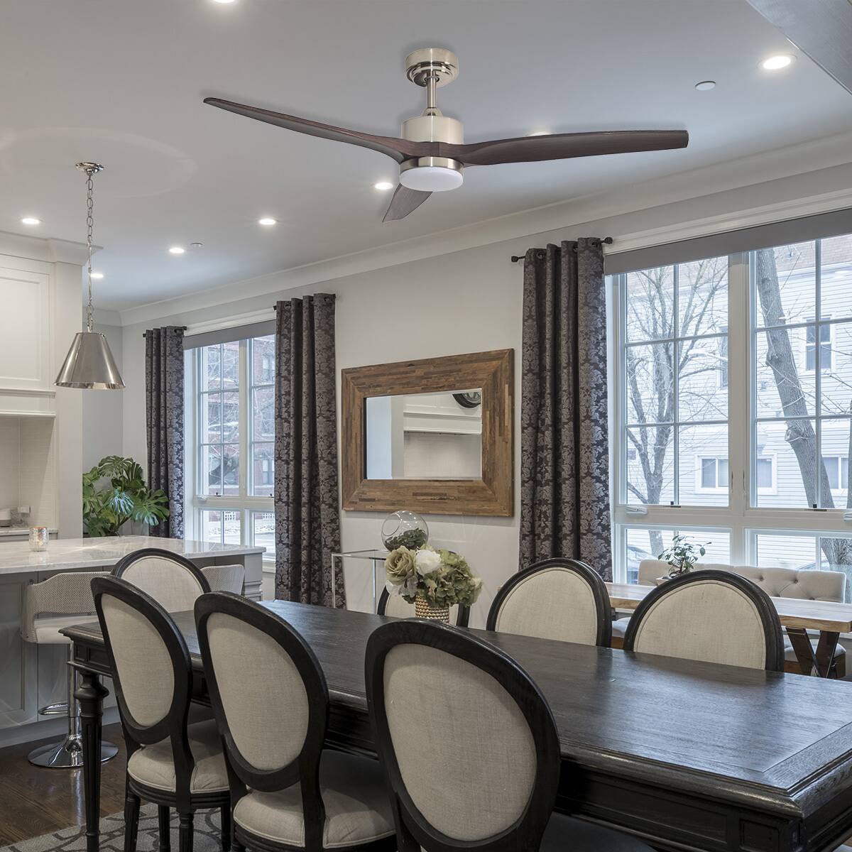 Alt View 8. ENLIGHT - 52" Smart DC Ceiling Fan, CCT & Dimmable Light, Efficient & Quiet DC Motor, Reverse Mode, Matter, 3-Blade, Indoor Rated - Walnut Woodgrain.