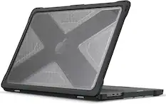 Front. Fintie - Rugged Case for MacBook Pro 14 Inch (2021-2026 Release) with M5 M4 M3 M2 M1 Chip, TPU Bumper, Hard Shell Cover - Glittering Clear.
