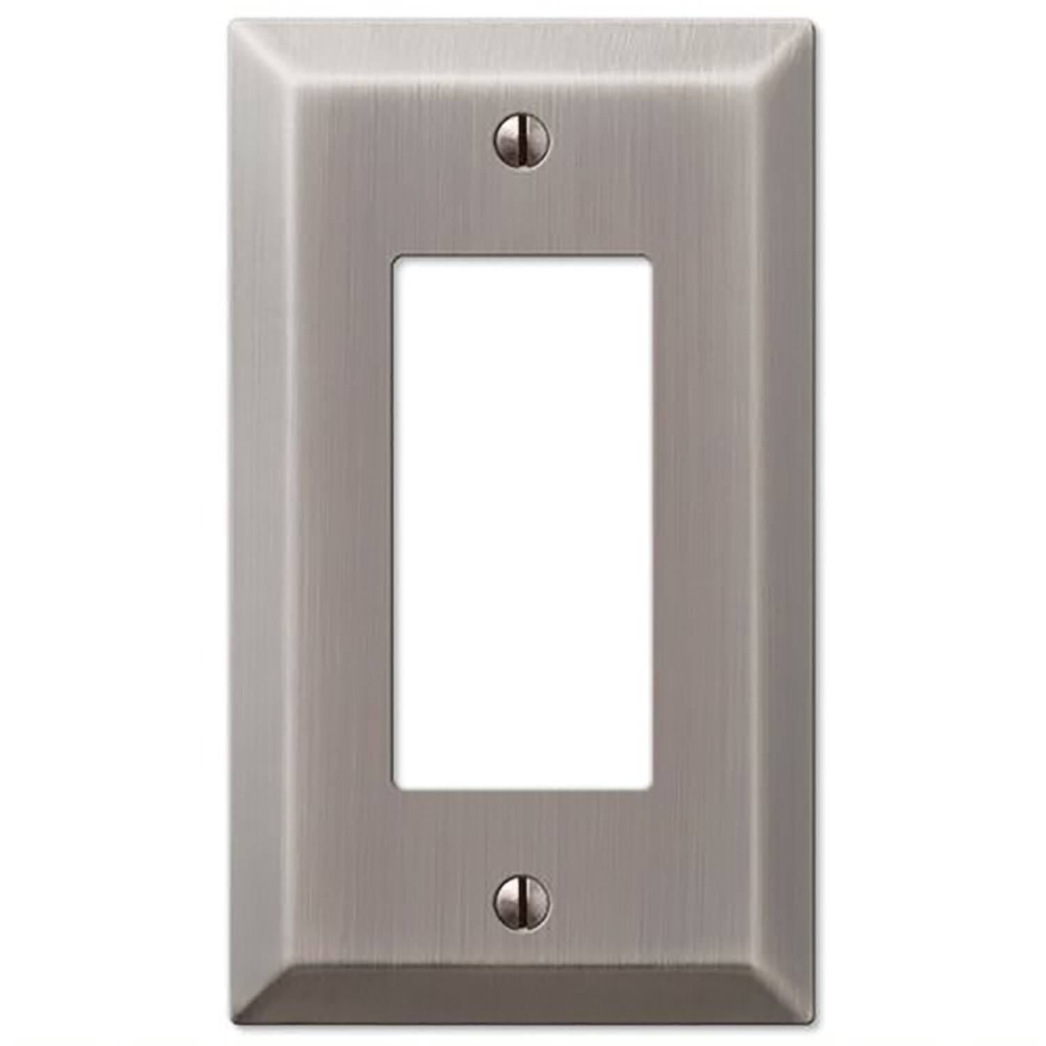 Angle. AMERELLE - Amerelle Century Antique Nickel 1 gang Stamped Steel Decorator Wall Plate 1 pk - Nickel.