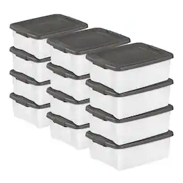 Sterilite - 25 Quart Shelf Tote with Flat Gray Lid and Platinum Latches (12 Pack)