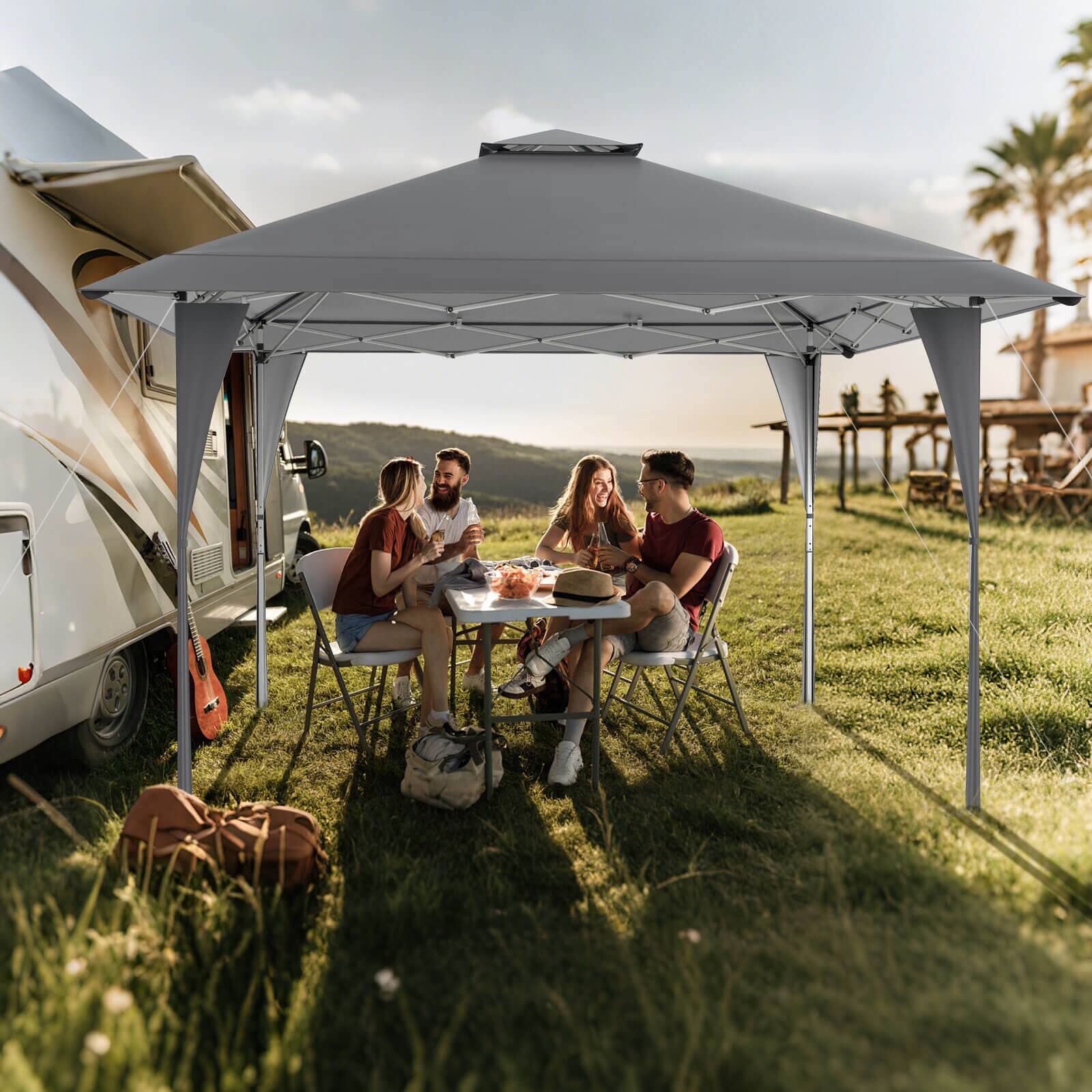 Alt View 2. Costway - Costway 13 X 13 FT Pop up Gazebo Outdoor Canopy Tent with Portable Carrying Bag 8 Stakes Gray - Gray.