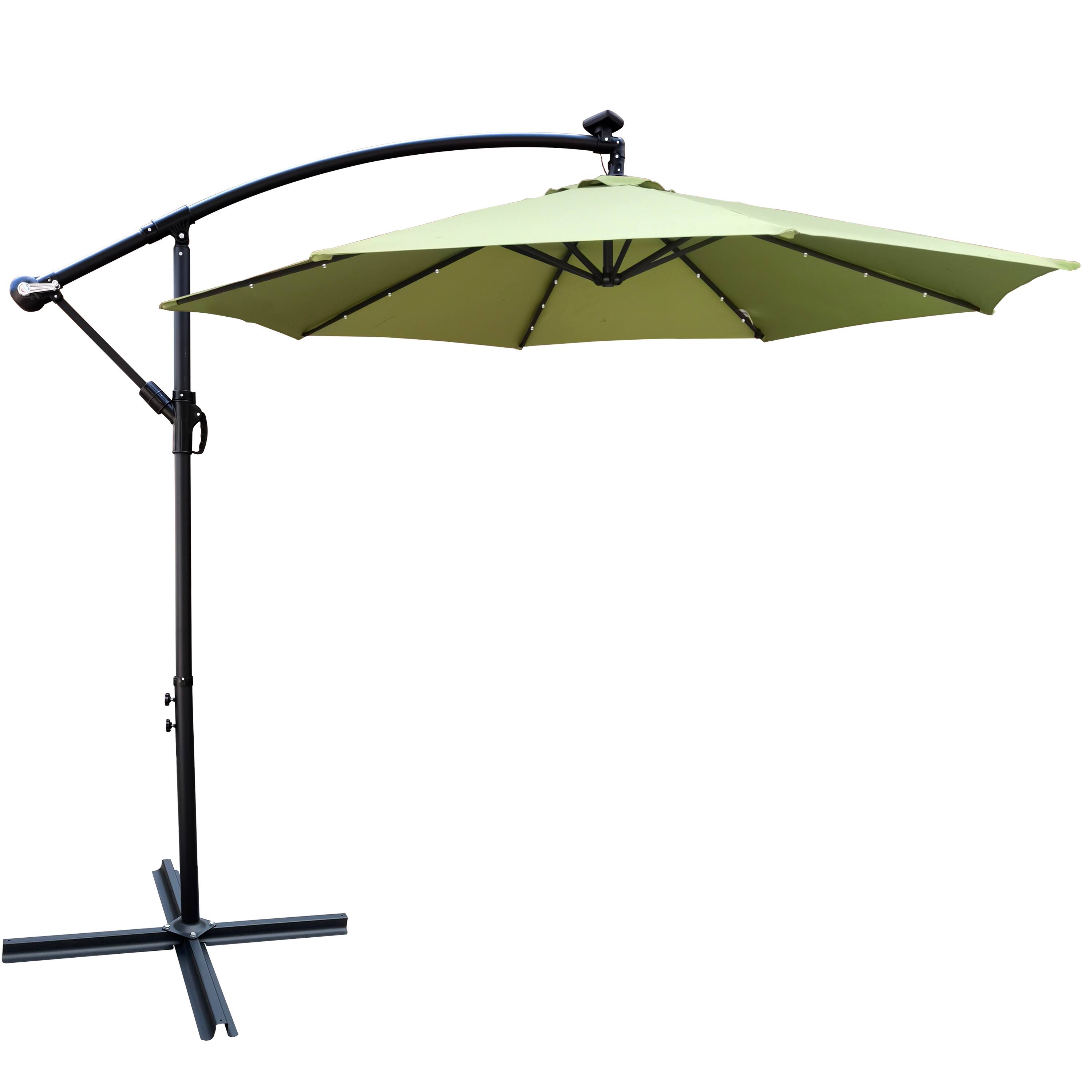 Alt View 2. Loheer - Loheer 10 ft Solar Powered LED Patio Umbrella with Crank and Cross Base Waterproof Sun Shade.