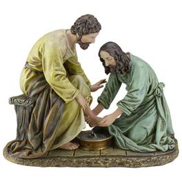 Roman - Joseph's Studio Jesus Washing Feet Figure - 8" - Brown