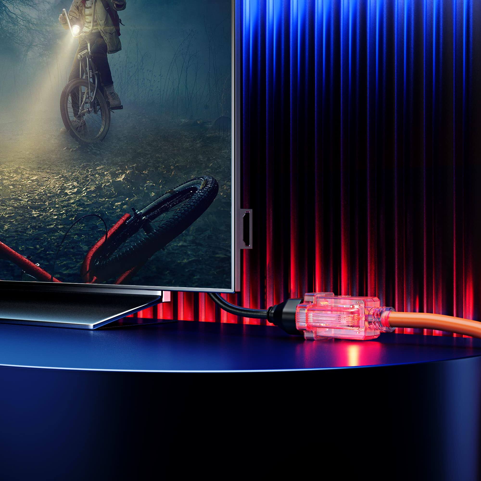 Alt View 5. Maximm - 30 Ft Extension Cord – 16 AWG, 3-Prong Grounded, Lighted End, Heavy Duty Indoor/Outdoor Power Cable, ETL Listed - Orange.