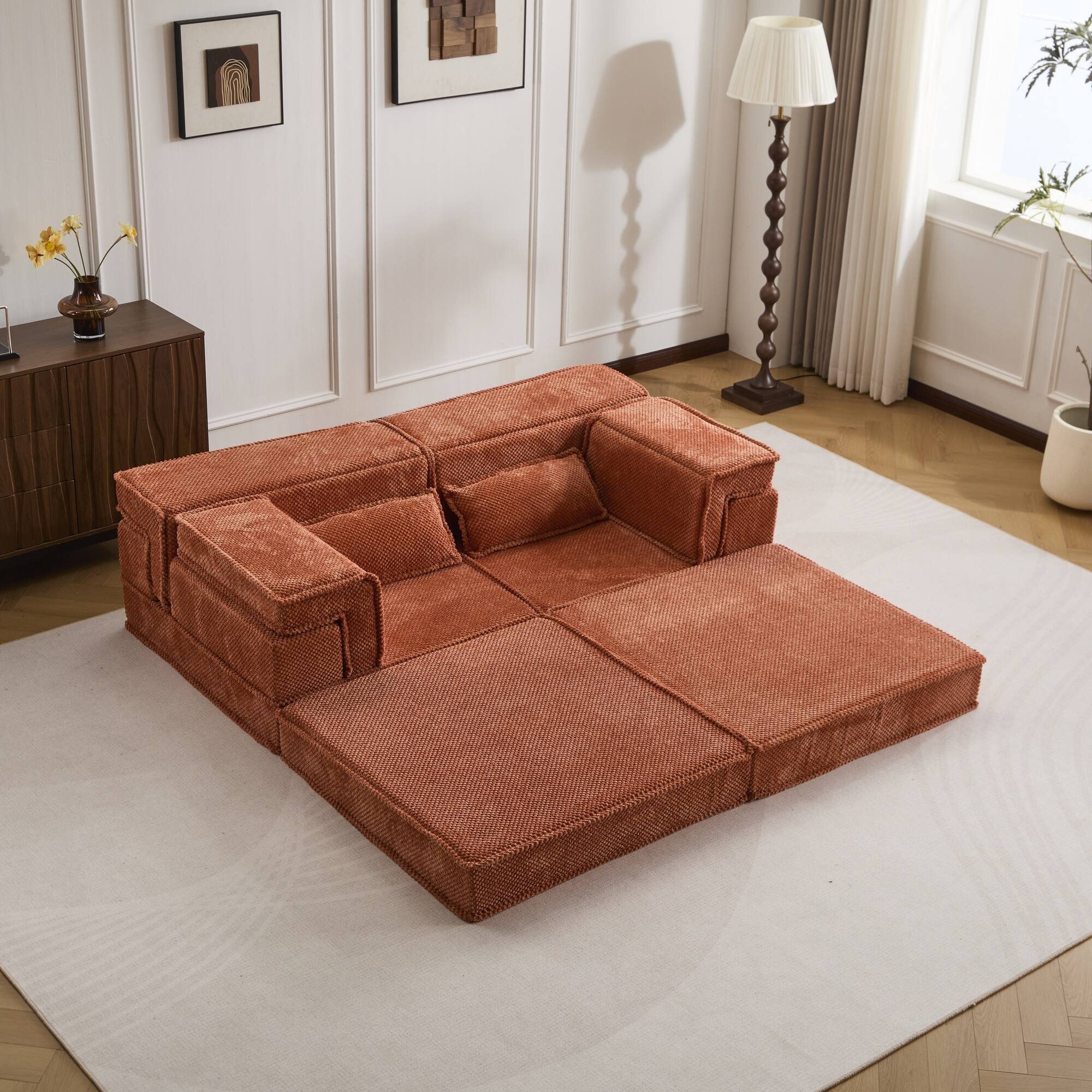 Left. Boyel Living - Compressed Memory Foam Loveseat Sofa Bed - Orange.